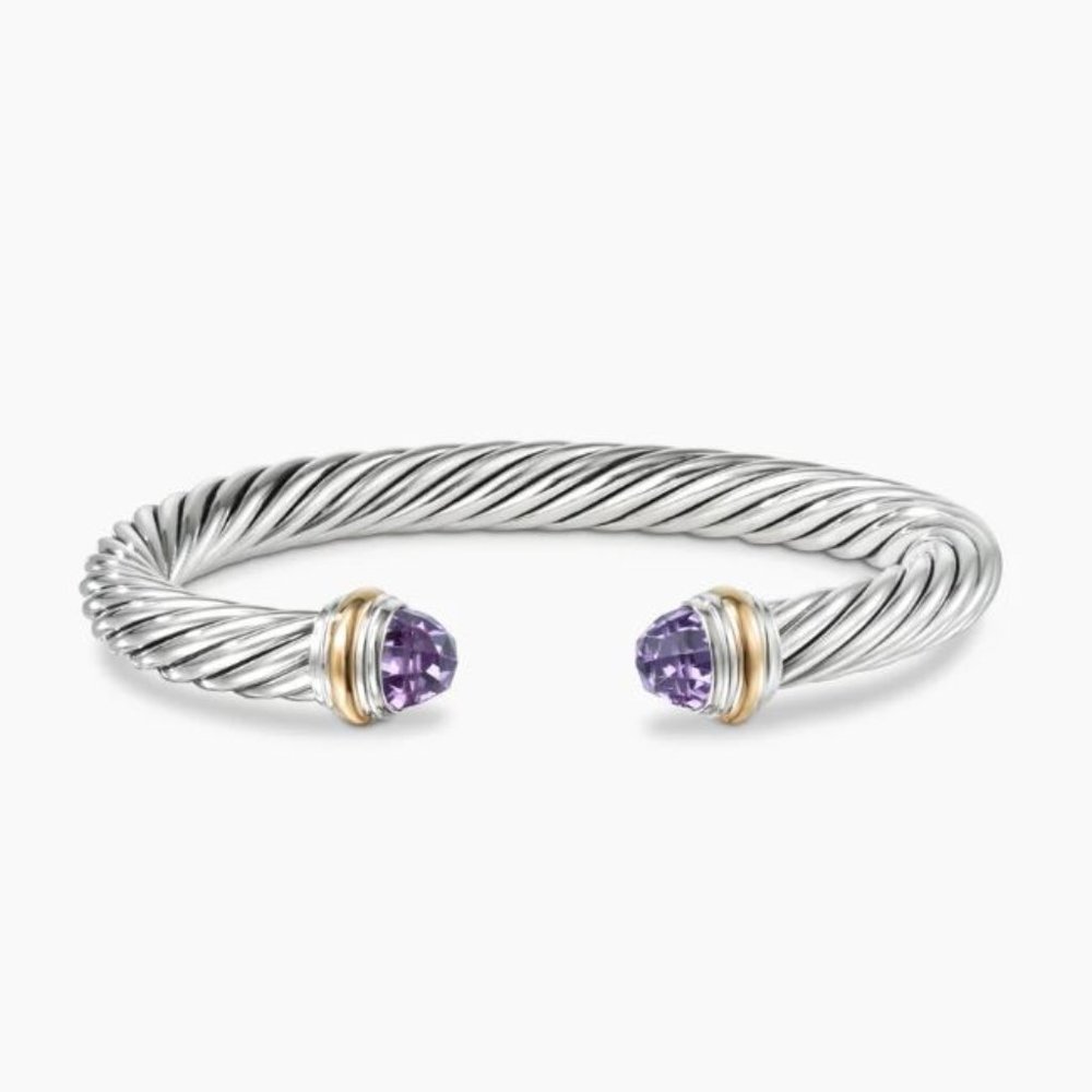 David Yurman Classic Cable Bracelet, 14K Yellow Gold and Amethyst